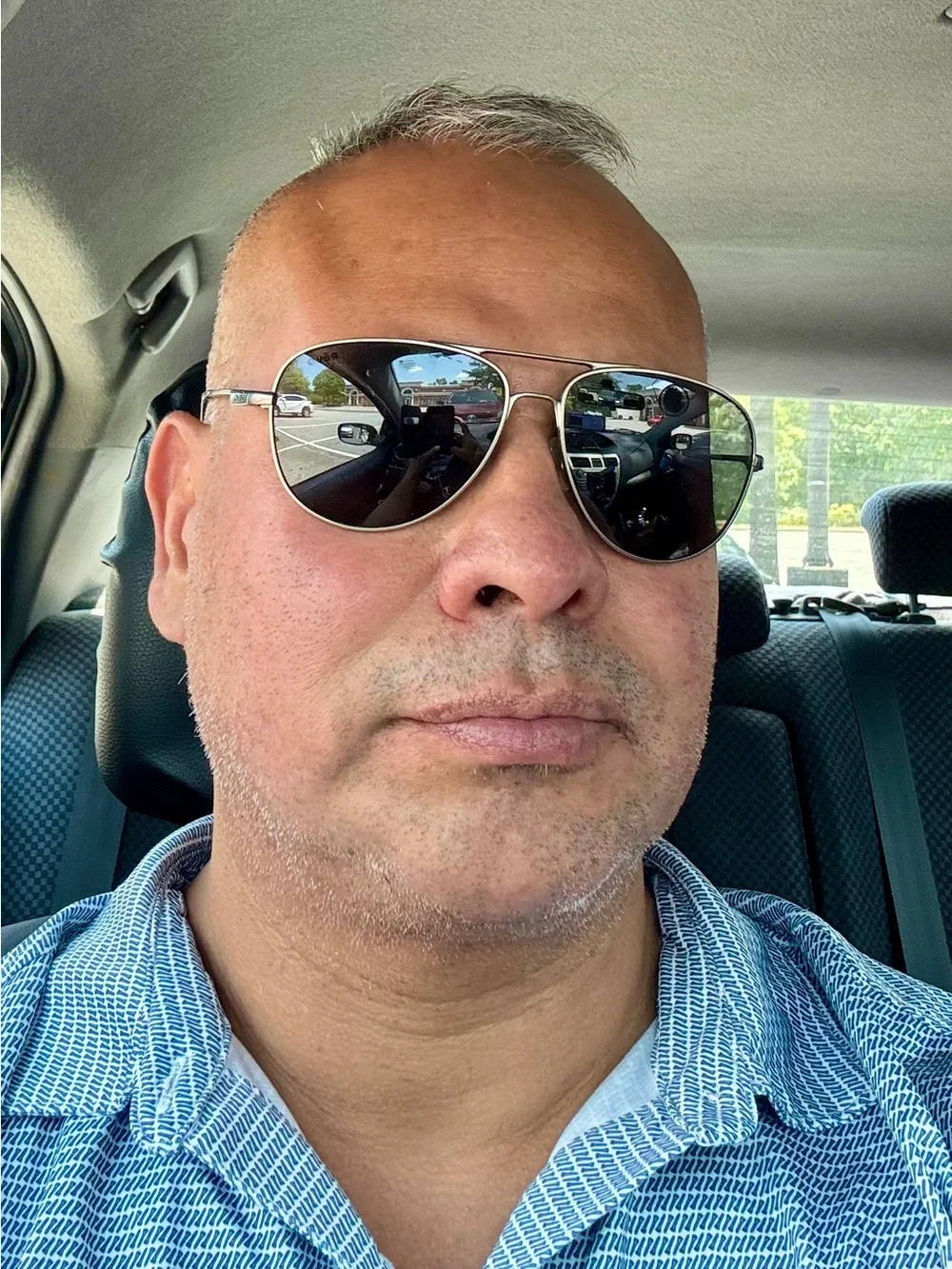 Revo Men’s Aviator Sunglasses in Silver Frame with Dark Blue Lenses